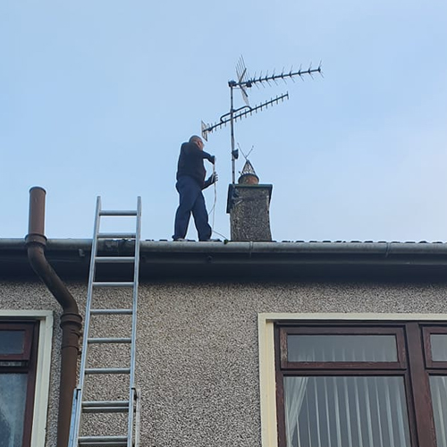Aerial being fitted